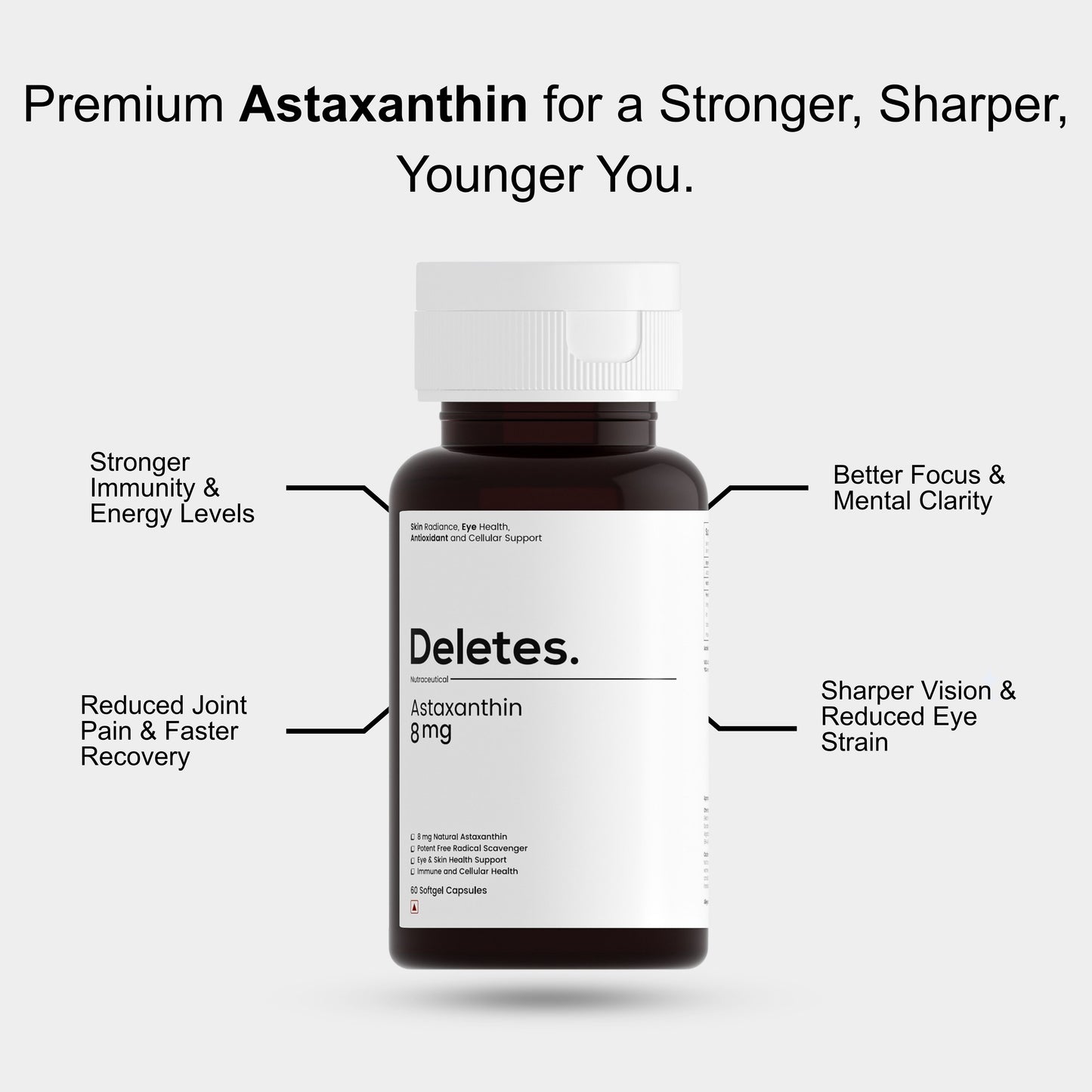 DELETES Astaxanthin 8 mg – Advanced Antioxidant for Skin, Eyes & Immunity (60 Softgels)