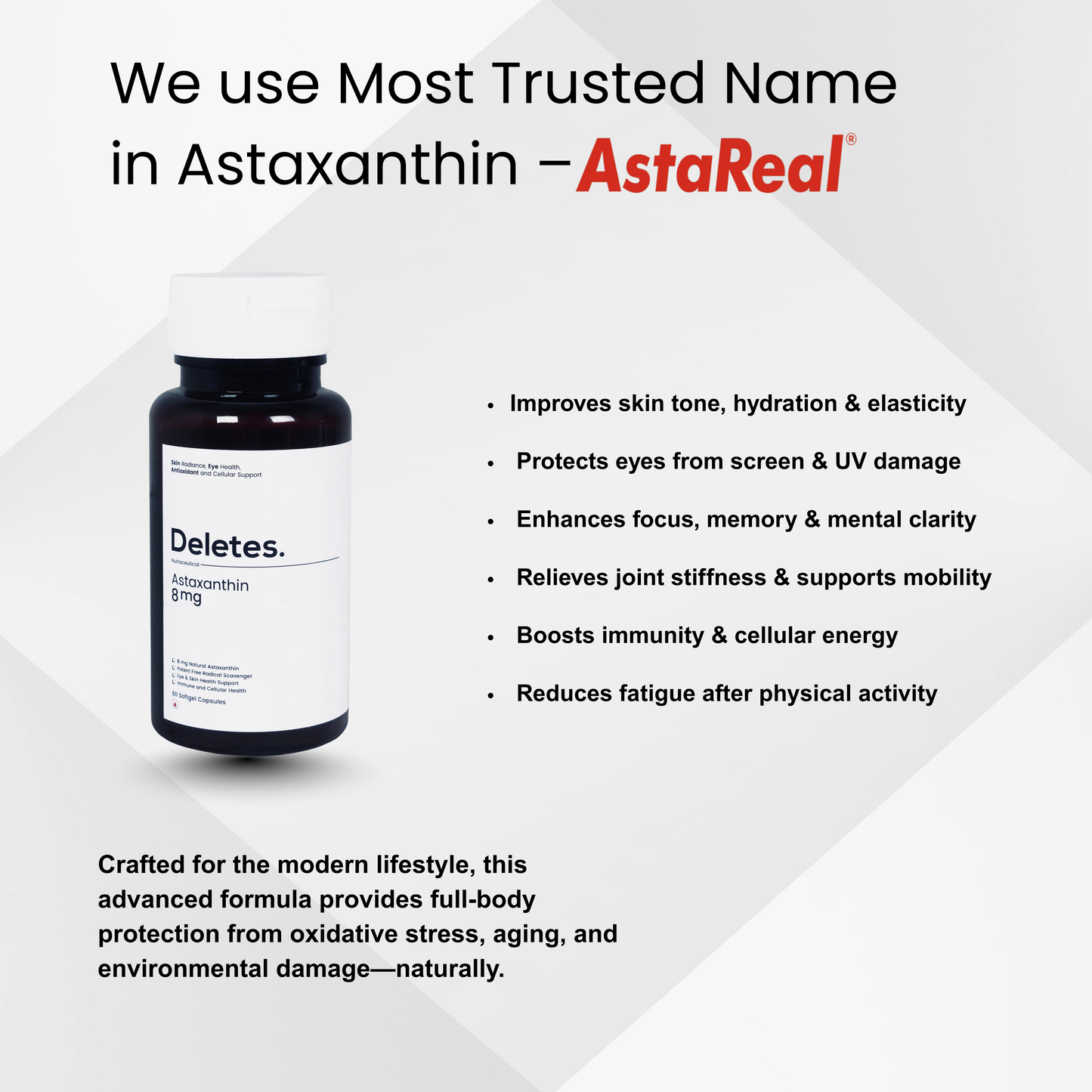 DELETES Astaxanthin 8 mg – Advanced Antioxidant for Skin, Eyes & Immunity (60 Softgels)