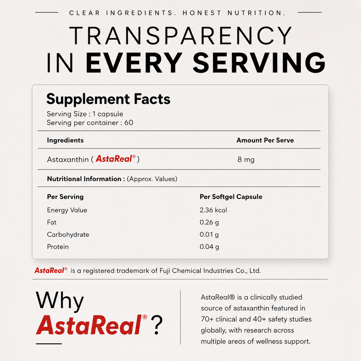 Deletes AstaReal® Astaxanthin 8 mg Softgels with Vitamin C & E | 30 Capsules